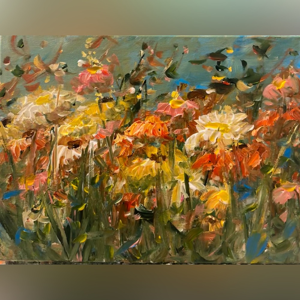 TEXTURED WALL ART ORIGINAL ACRYLIC FLORAL PAINTING 16 x 12 inch canvas